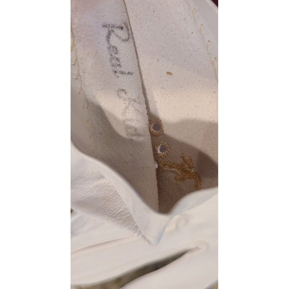 Vtg Size XS-S 6 Cream Soft Kid Leather Formal 10.5" Long Gloves Embroidered - Picture 11 of 15